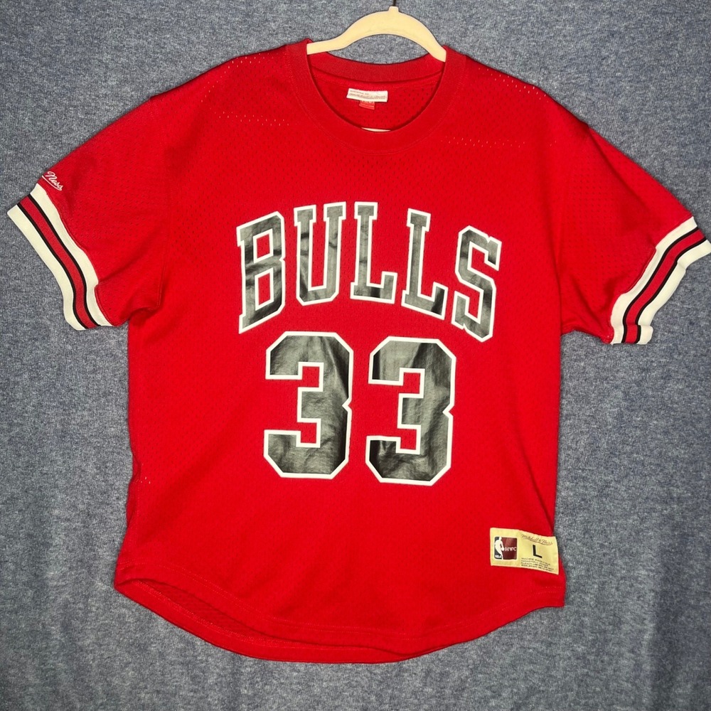 Mitchell & Ness Scottie Pippen Chicago Bulls Jersey Tee Red Mens L 44 HWC